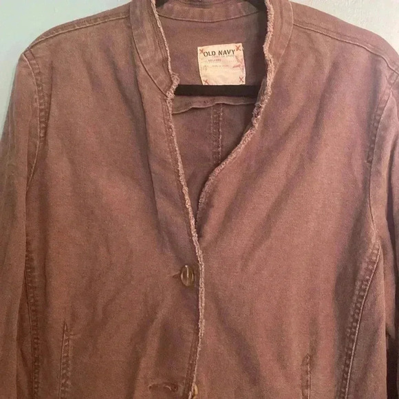 Old Navy XXL brown women linen/cotton brown jacket - button up - Picture 3 of 6